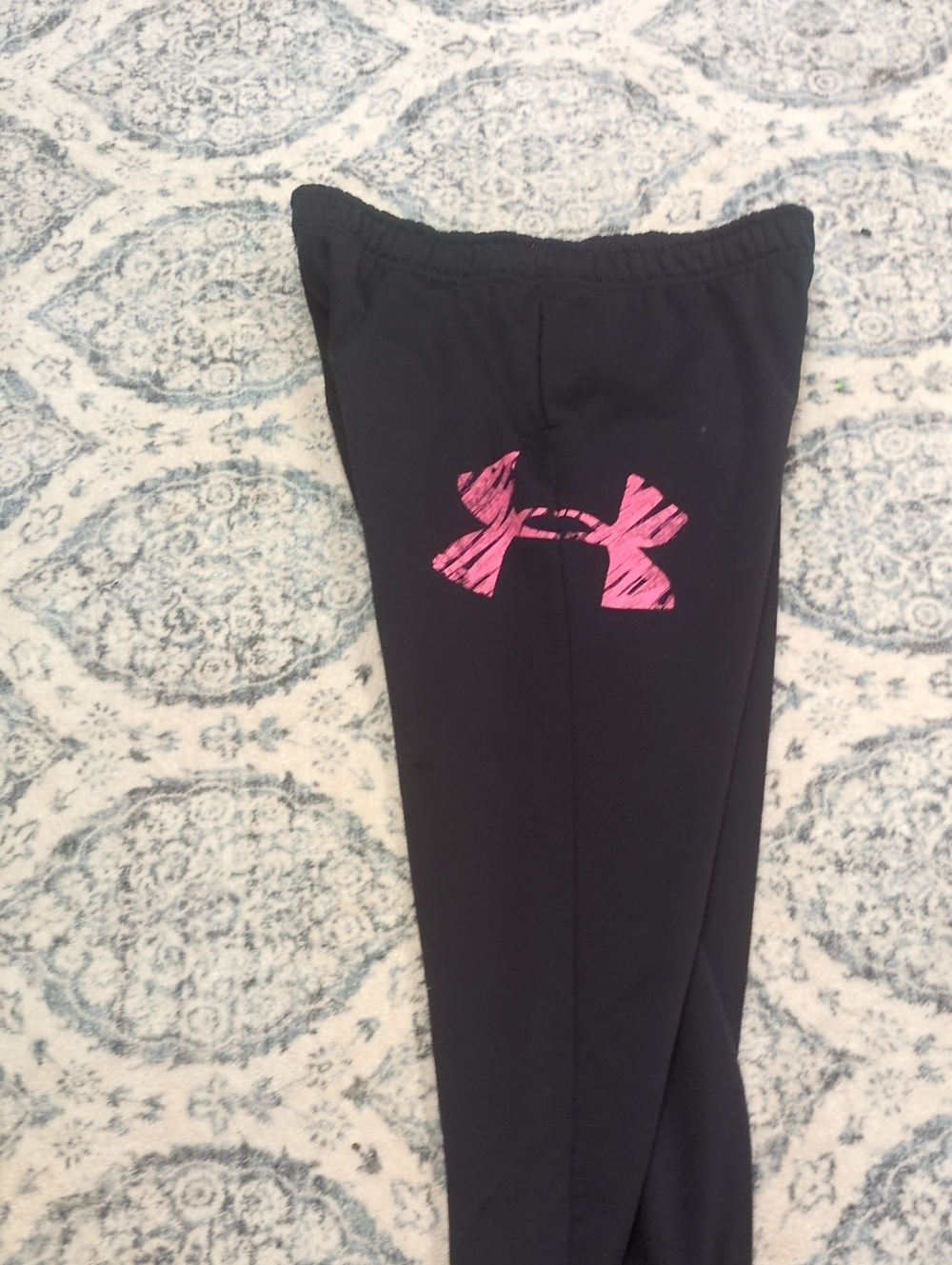 Under Armour Black Leggings with Pink Logo for Girls
